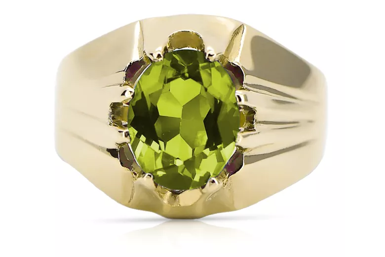 Vintage craft Ring Yellow Peridot 14K Yellow gold vrc016y